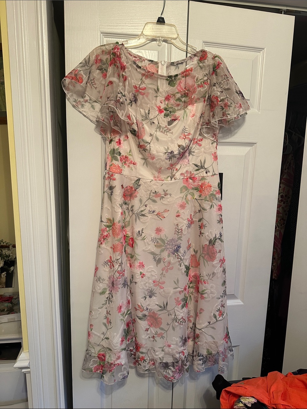 Jessica Howard Floral Midi Dress in Blush, Coral and Green